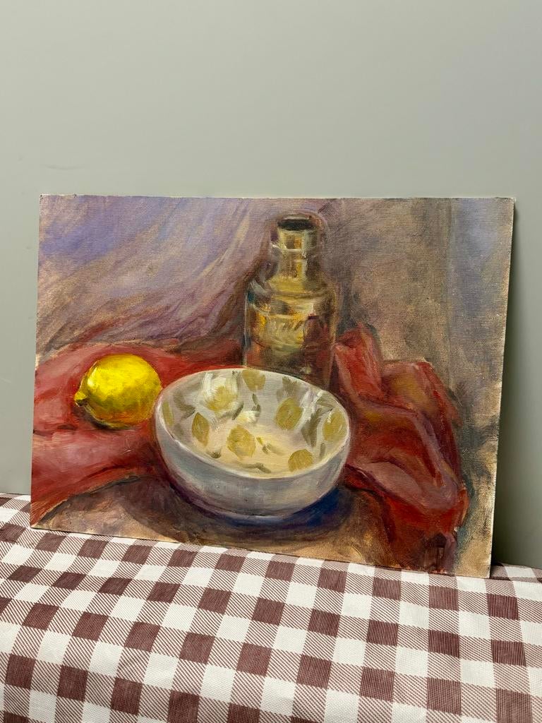 Origineel Olieverf Schilderij op Canvas - Uniek Stilleven, Ophalen of Verzenden
