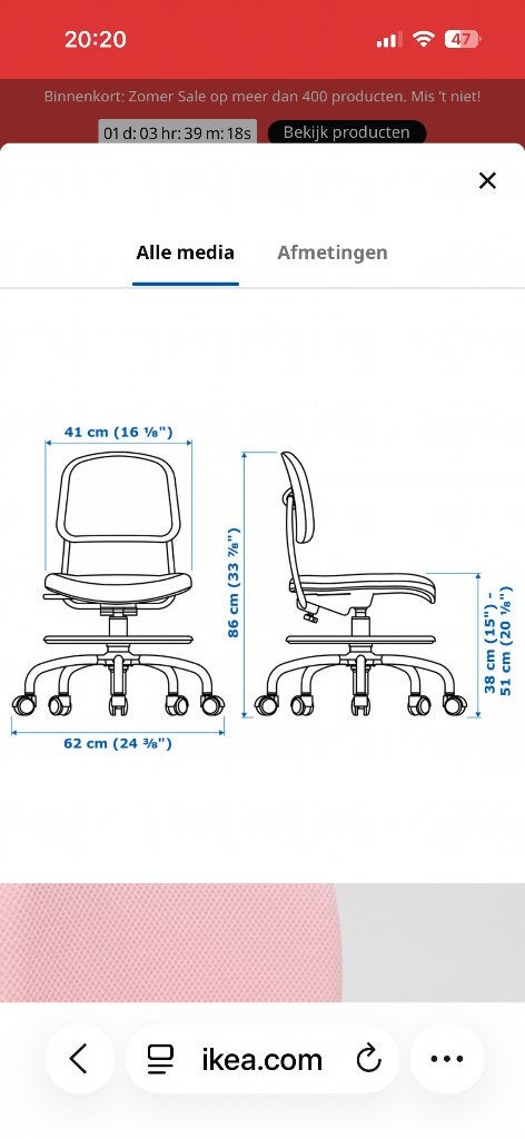 Vimund bureaustoel, Kinderen en Baby's, Kinderkamer | Tafels en Stoelen, Ophalen, Gebruikt, Stoel(en)