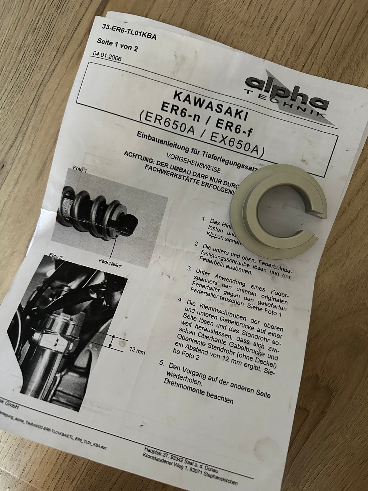 Kawasaki ER-6n/f Verlagingsset Alpha Technik, Ophalen of Verzenden, Nieuw