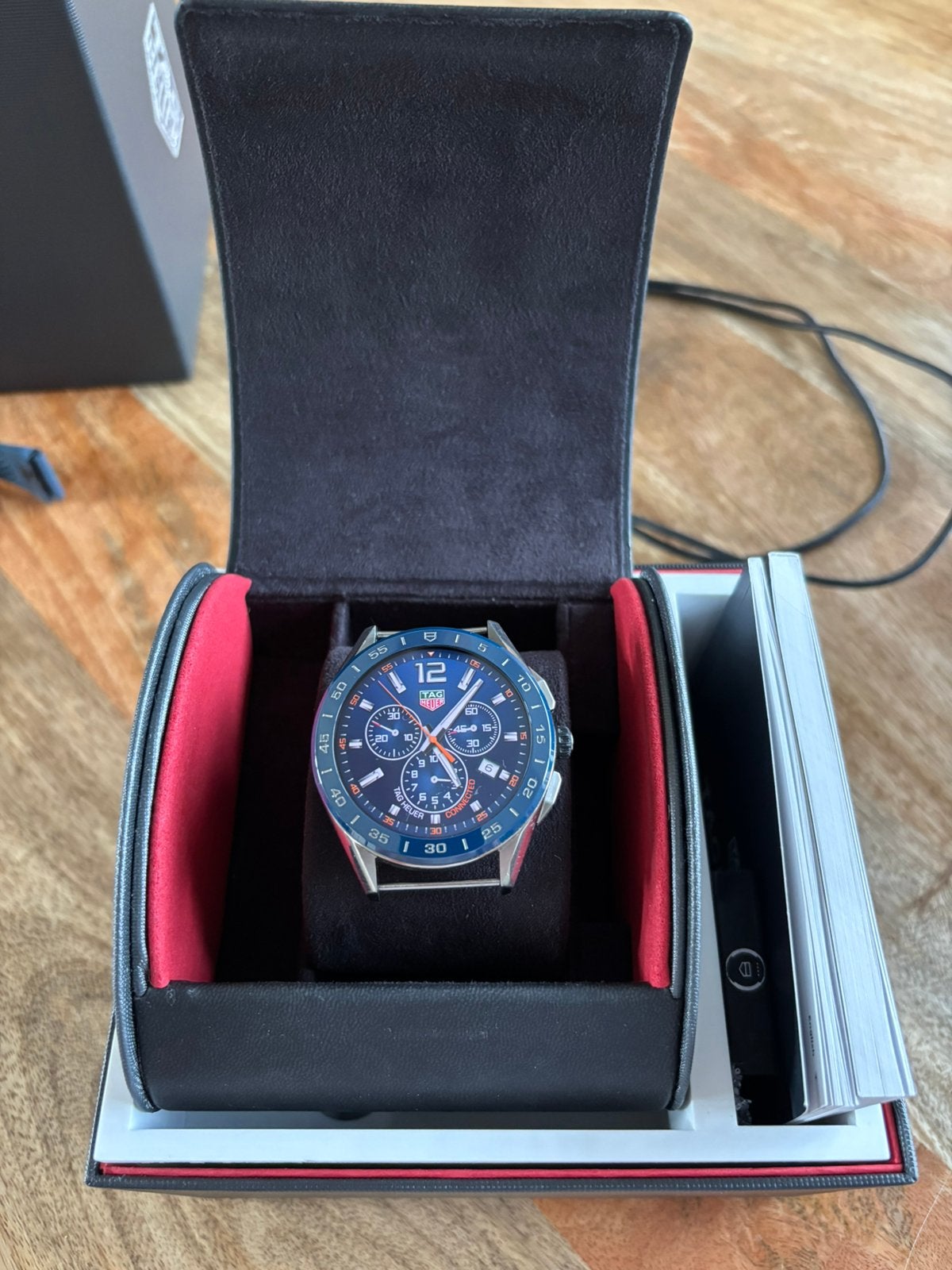 Tag Heuer E3 connected Calibre 45mm compleet, Ophalen of Verzenden, Zo goed als nieuw, Staal, TAG Heuer