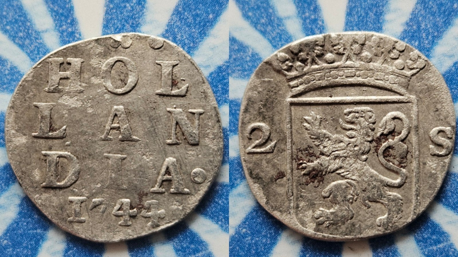 Oude zilveren munt dubbele stuiver Holland 1744 "Gesnoeid", Postzegels en Munten, Vóór koninkrijk, Zilver, Losse munt, Overige waardes