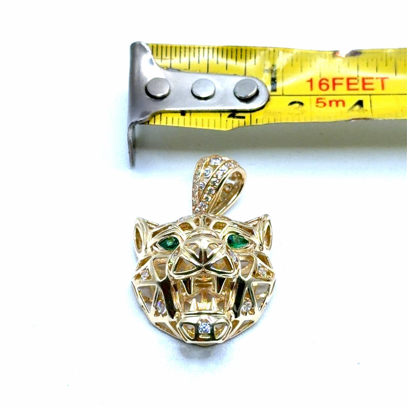 Gouden Panter Hanger met Zirkonia en Groene Ogen, W, Nieuw, Ophalen of Verzenden, W