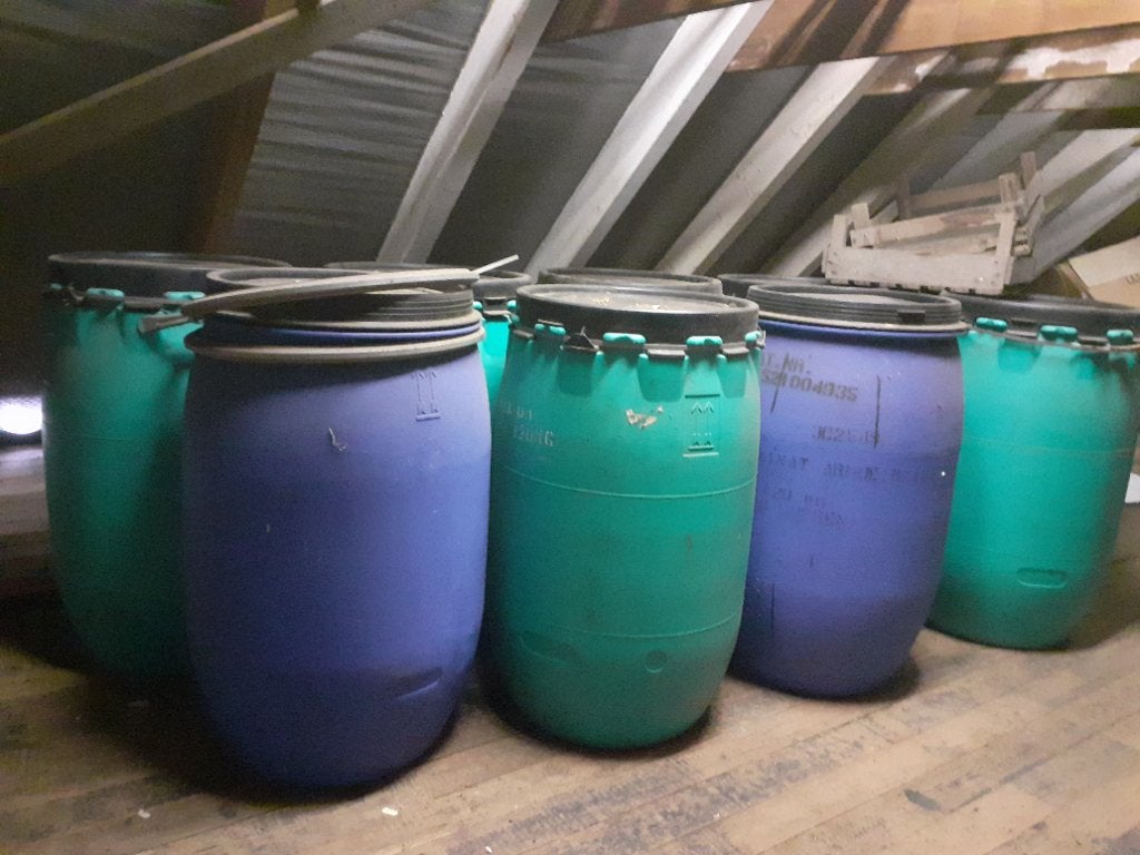 11x Kunstof vat voerton 120 liter met klemband, 75 tot 150 liter, Ophalen, Gebruikt, Kunststof