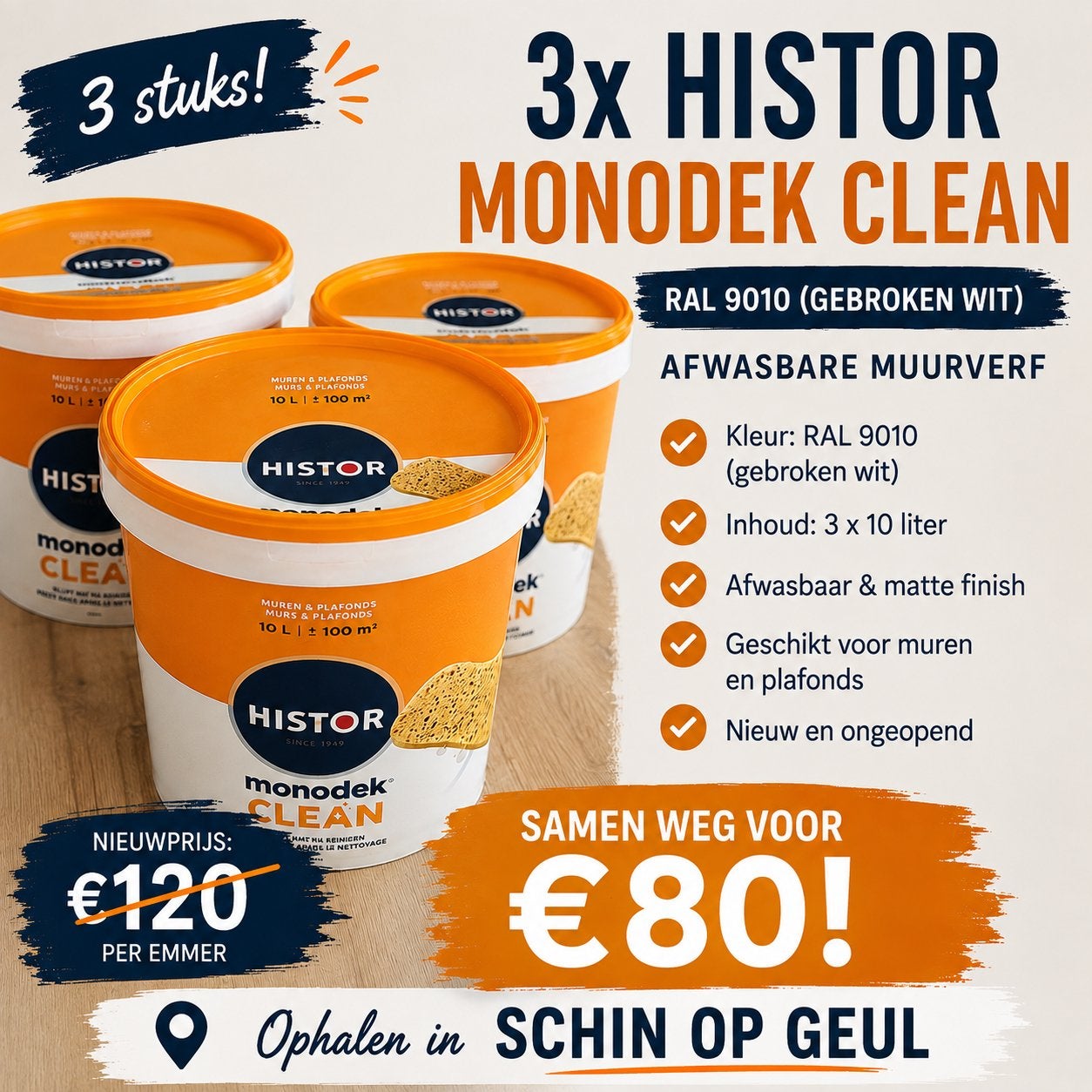 Verf monodek Ral 9010, Ophalen, Nieuw, Wit