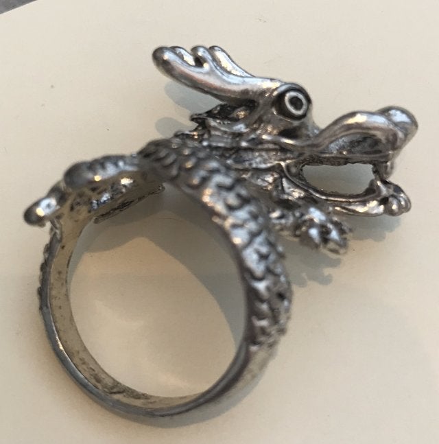 Ring Tibet zilver handgemaakt 'Draak' maat 20 -NIEUW-, Sieraden, Tassen en Uiterlijk, Ringen, 19 tot 20, Nieuw, Ophalen of Verzenden