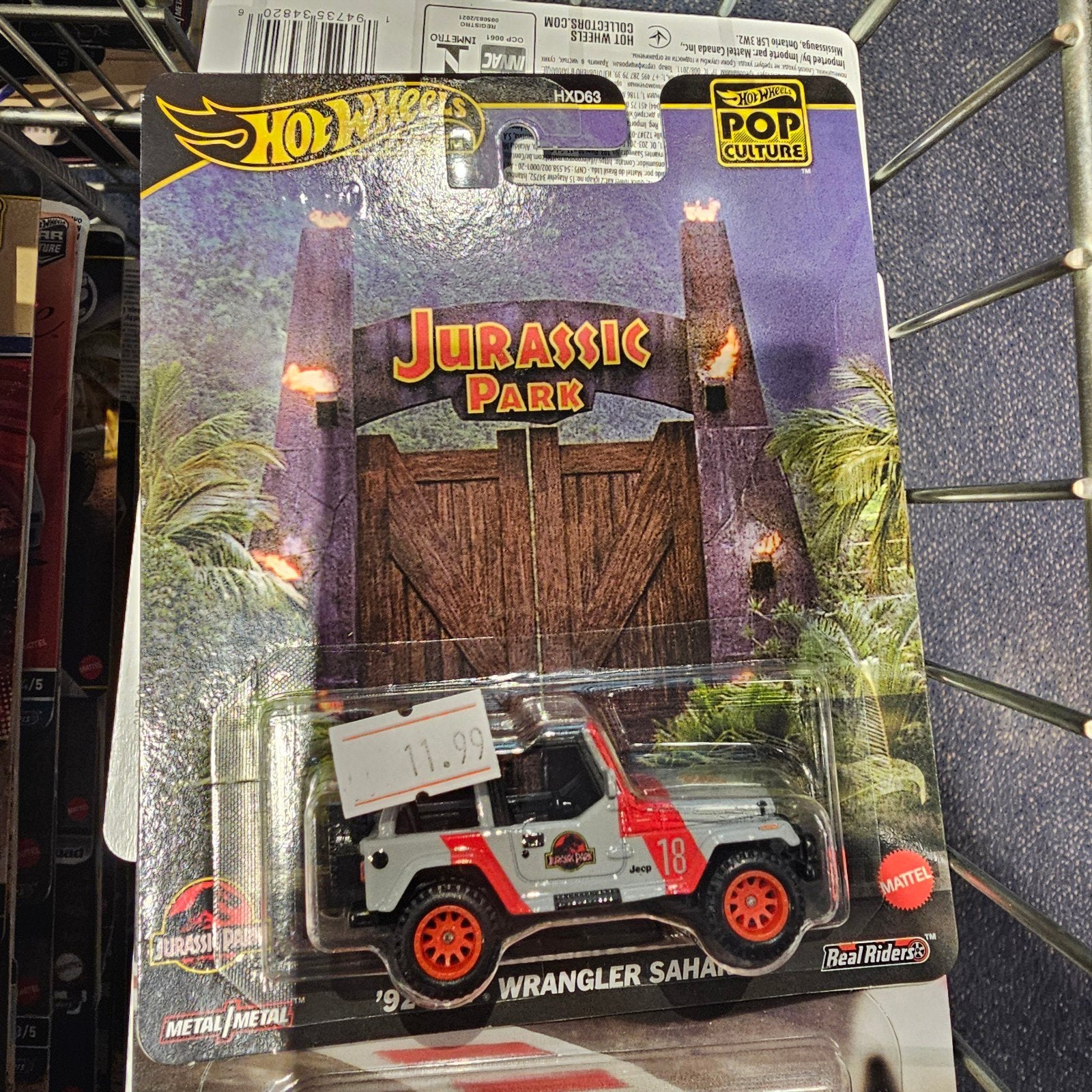 Hot Wheels Pop Culture Jurassic Park '92 Wrangler Sahara, Mattel Canada Inc, Mississauga, Ontario L5R 3W2, Nieuw, Ophalen of Verzenden