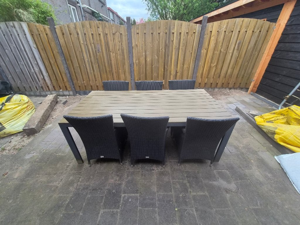 Tuinsets tafel net 6 stoeken, Ophalen, Kunststof, Gebruikt, 6 zitplaatsen