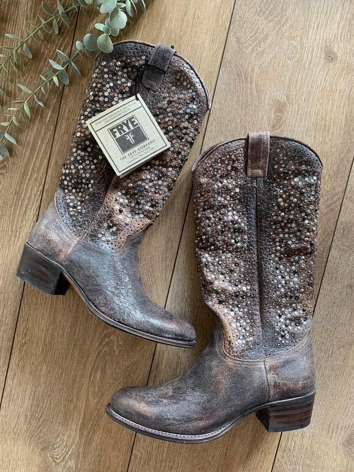 Frye hoge cowboylaarzen 40 rits studs western boots laarzen, Hoge laarzen, -, -, Nieuw