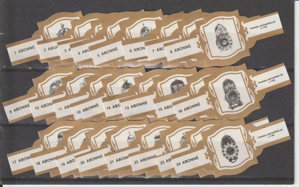 reeks 584  klokken  1-24   sigarenbanden, Ophalen of Verzenden, Zo goed als nieuw, Sigarenbandjes