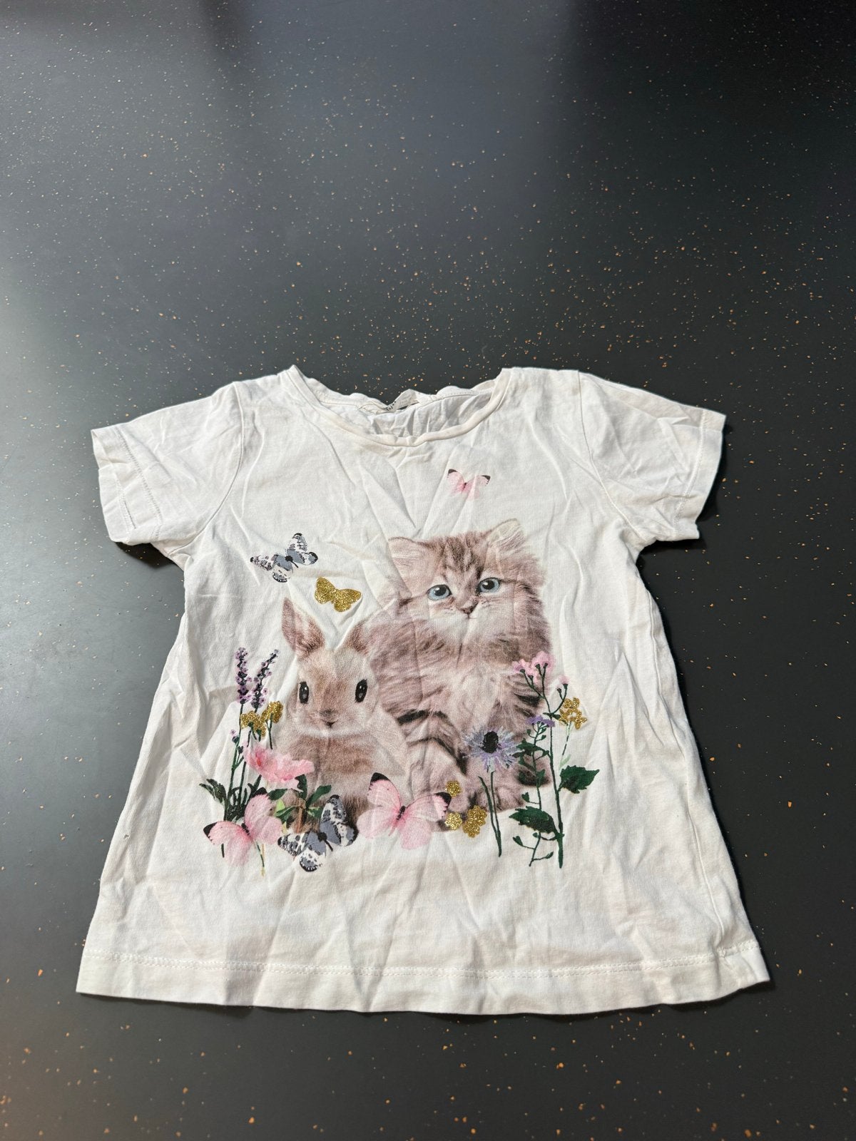 T-shirt wit met dierenprint maat 110/116, Ophalen of Verzenden, Gebruikt, Meisje, Shirt of Longsleeve