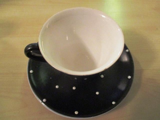 Stipwerk kop en schotel zwart stip polka dot Driehoek?, Ophalen of Verzenden