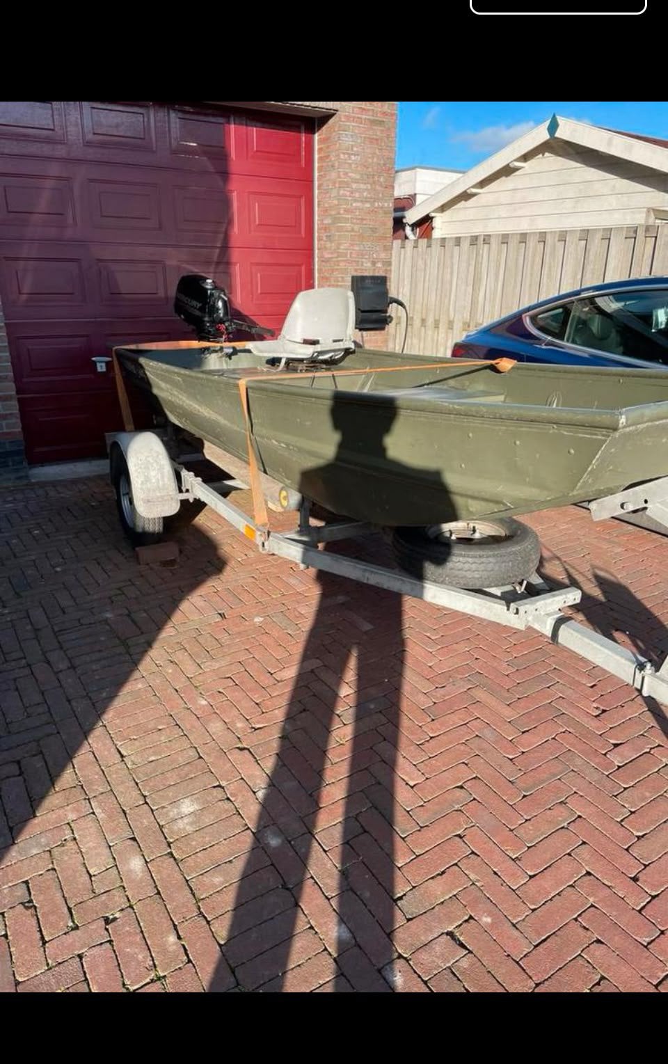 Aluminium platbodem, Visboot, Ophalen of Verzenden, Aluminium, Trailer