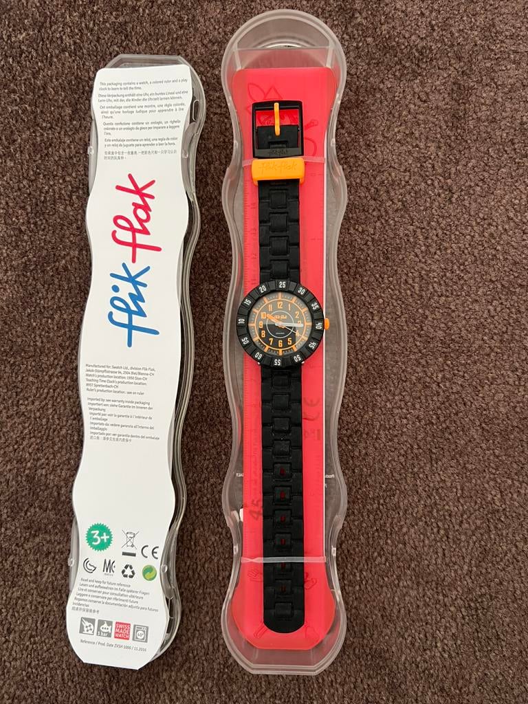 Flik flak horloge, Ophalen of Verzenden, Zo goed als nieuw, Oranje, Jongen of Meisje