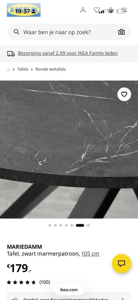 Ikea tafel 105 cm, Overige materialen, 30 cm of meer, 50 tot 150 cm, Ophalen of Verzenden