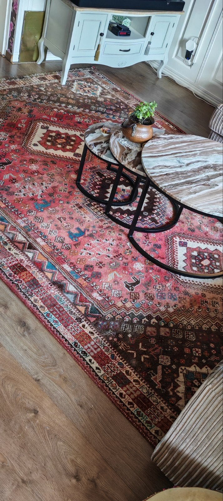 Grote Shiraz antieke Qashqai Perzische nomaden tapijt wol op, Ophalen of Verzenden, Rechthoekig, 200 cm of meer