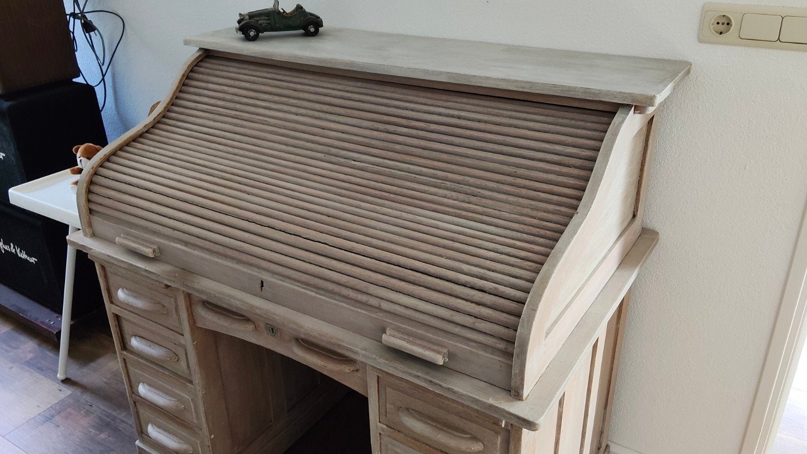 Antiek rolluikbureau - Vintage houten secretaire, Ophalen