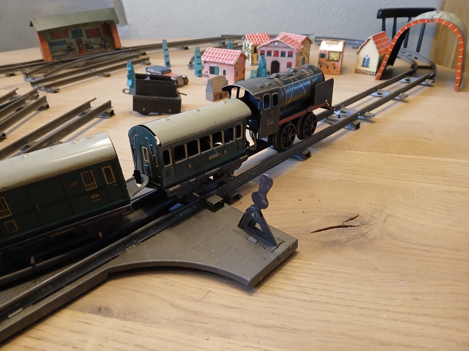 Antieke blikken opwindtrein uit 1935 met toebehoren, Verzamelen, Spoorwegen en Tramwegen, Ophalen, Gebruikt, Trein, Schaalmodel