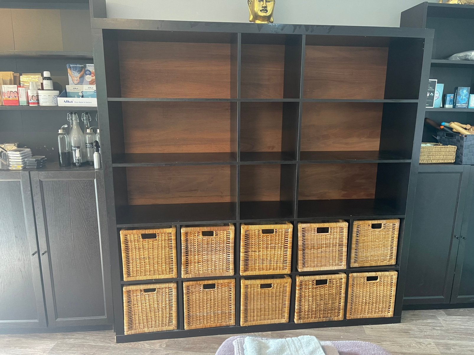 Ikea Zwarte Kast met Opbergmanden, Ophalen, Met plank(en), Gebruikt, 150 tot 200 cm
