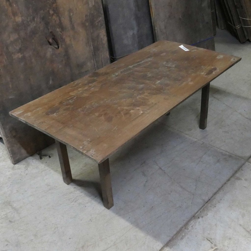 Landelijk oud teak Salon tafel 116x56 gedisseld blad TX25, Ophalen of Verzenden