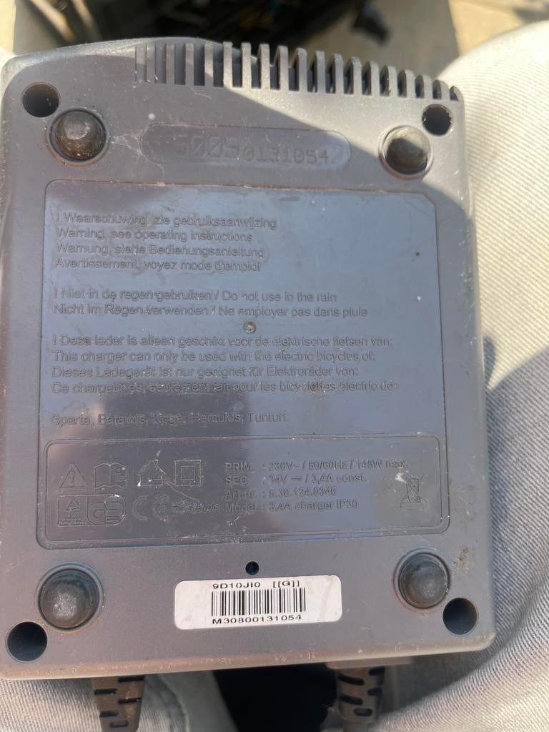 E-bike Lader 3.4A voor Sparta, Batavus, Koga, Ophalen of Verzenden, Gebruikt