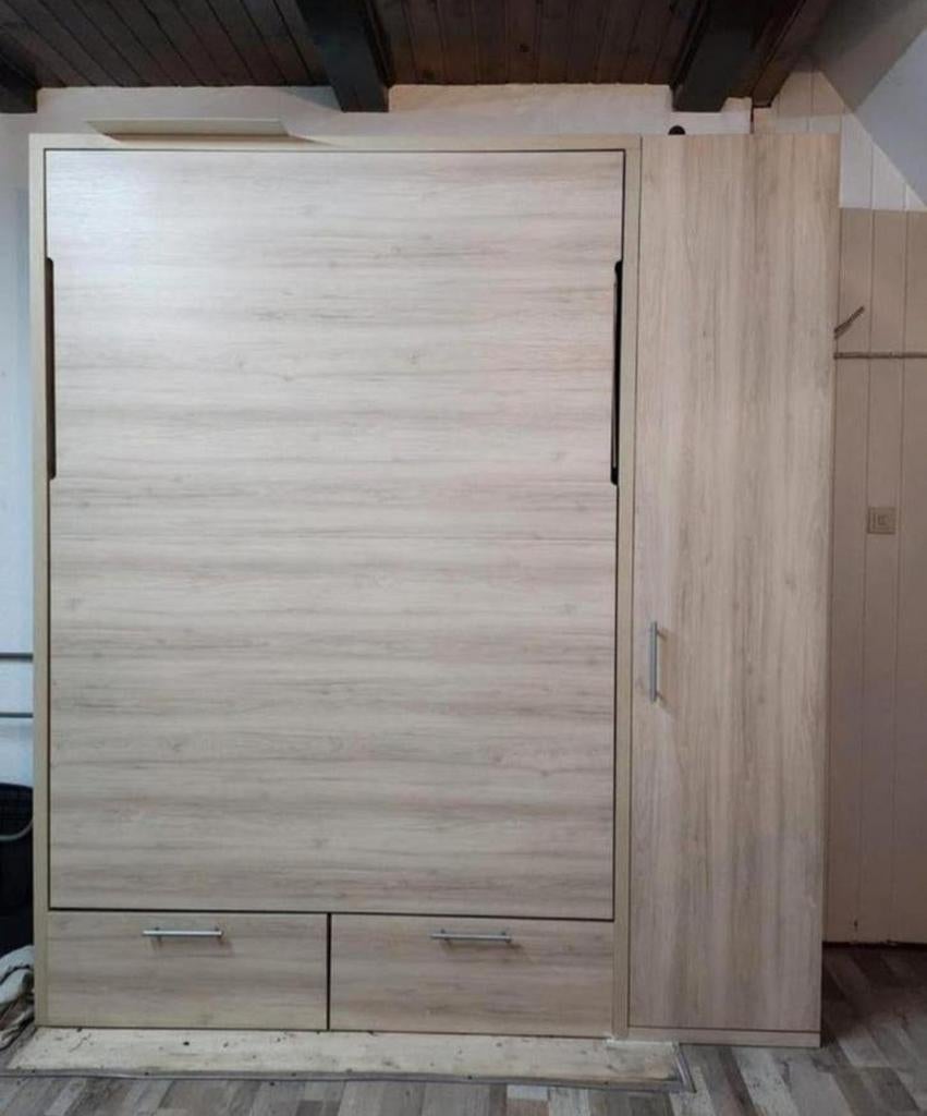 Luxe Easyliving Murphy bedkast 140x200 + zijkast + matras, Huis en Inrichting, Slaapkamer | Bedden, Ophalen, Overige kleuren, Tweepersoons