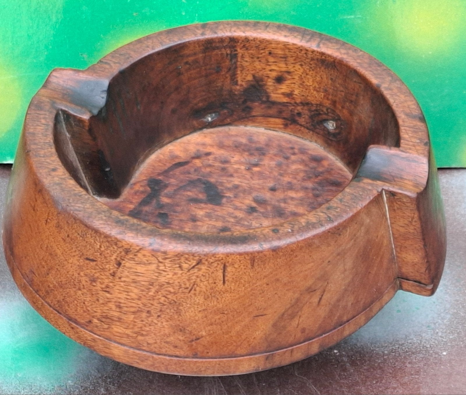 Sigaren asbak. Hout. Handmade. Ca 1930. 17 x 5 cm., Verzamelen, Ophalen, Gebruikt, Asbak