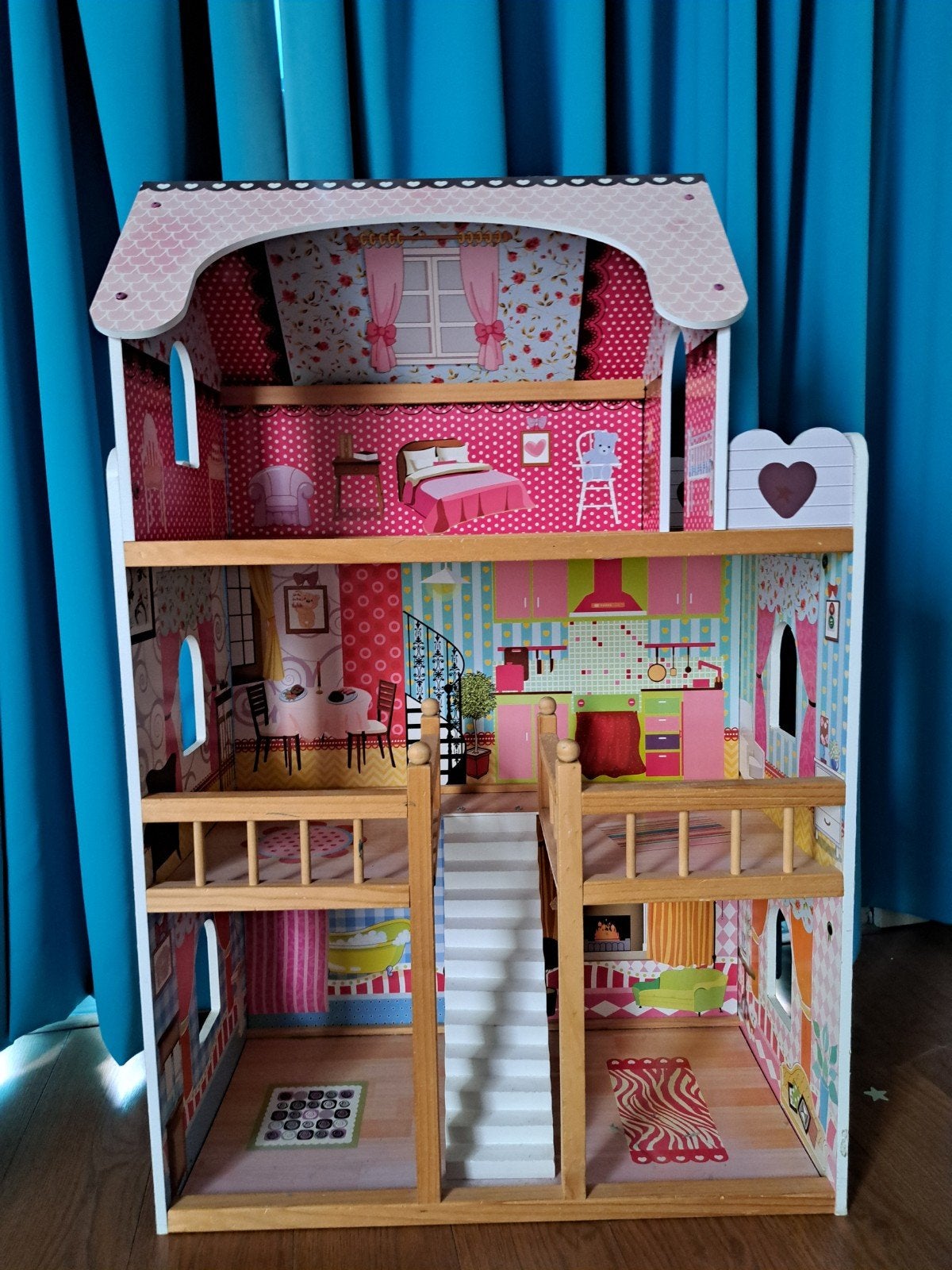 Groot houten poppenhuis met 3 verdiepingen, Ophalen of Verzenden, Gebruikt, Poppenhuis