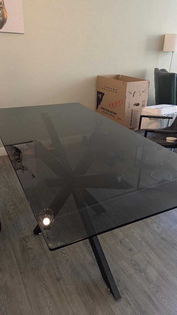 Glazen eettafel 180 X 90 CM, Huis en Inrichting, Tafels | Eettafels, Ophalen, Gebruikt, 50 tot 100 cm, Glas