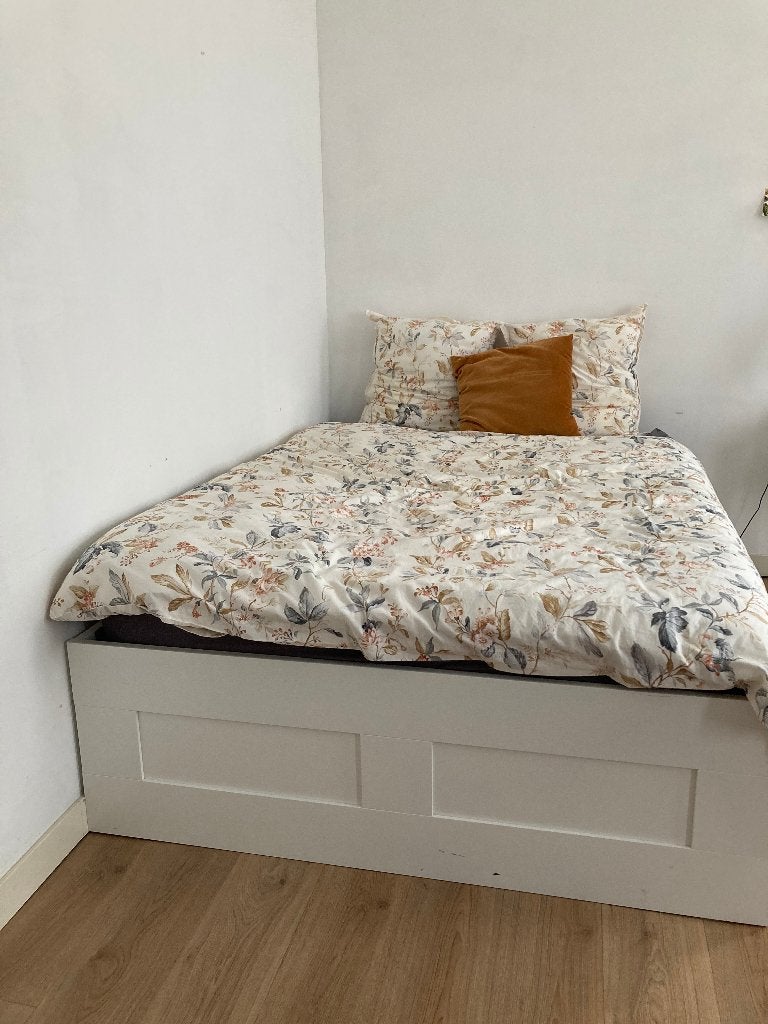 IKEA Brimnes bed 140 x 200, Ophalen, Gebruikt, Wit, Tweepersoons