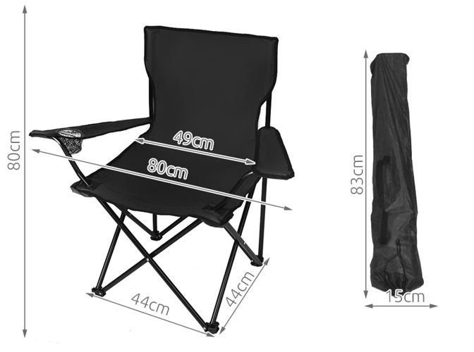 Nieuwe Zwarte Campingstoel / Visserstoel met Opbergzak, Ophalen of Verzenden, Nieuw, Campingstoel