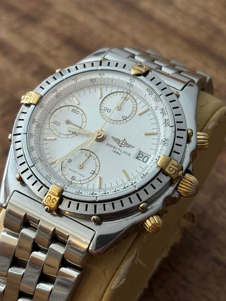 Breitling Chronomat B13047 staal/goud 40 mm mooie staat., Ophalen, Staal, Staal, Breitling