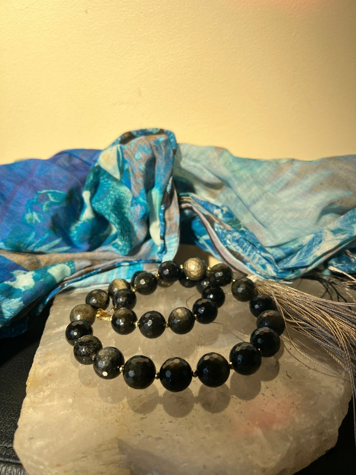 Obsidiaan goudobsidiaan beschermt aura intuïtie magie power, Sieraden, Tassen en Uiterlijk, Kettingen, Zwart, Nieuw, Verstelbaar