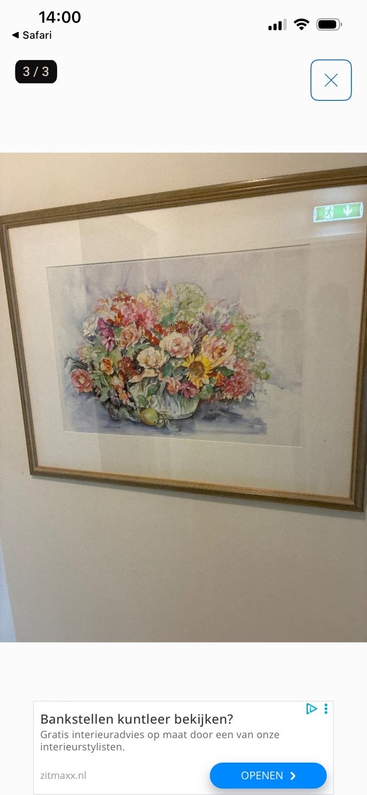 Aquarel boeket bloemen groot, Antiek en Kunst, Kunst | Schilderijen | Klassiek, Ophalen