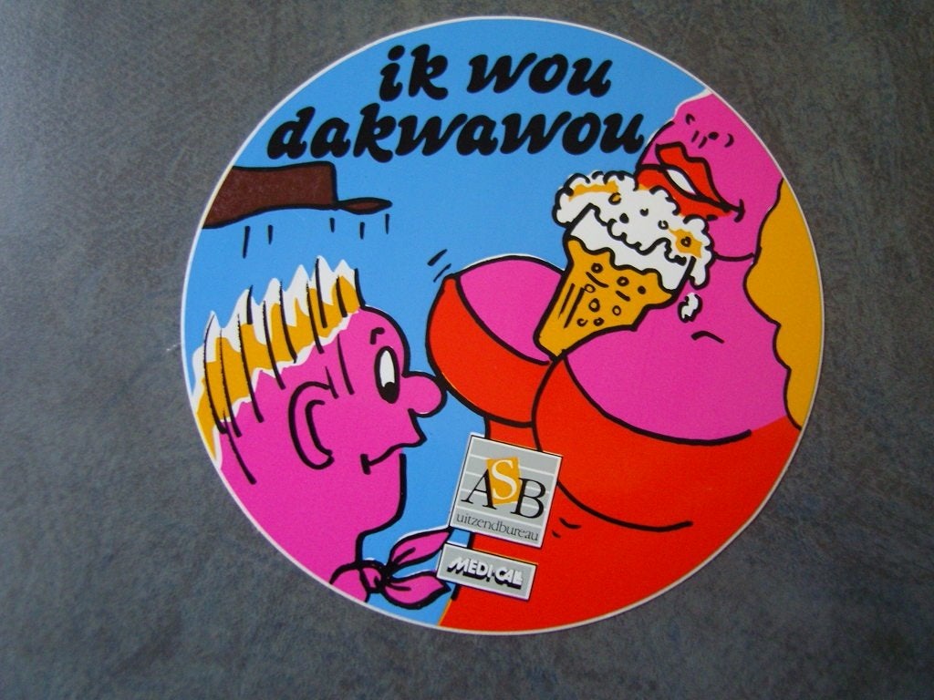sticker ASB Uitzendbureau Ik wou dakwawou   Carnaval, Ophalen, Zo goed als nieuw