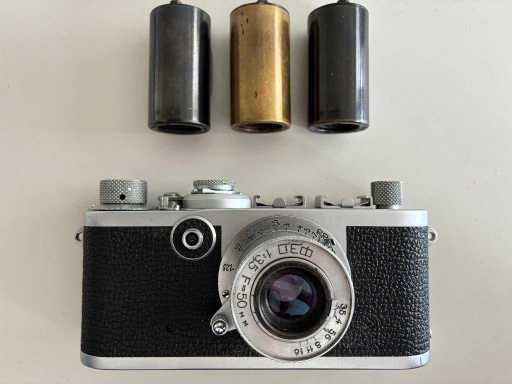 Leica 1F met Industar 50mm en FILCA cassettes, Audio, Tv en Foto, Fotocamera's Analoog, Ophalen, Gebruikt, Compact, Leica