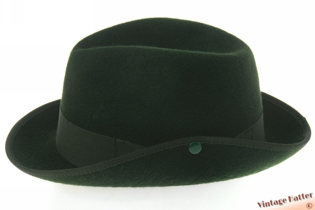 Vintage Gleufhoed met drukknoop Der Schutzenhut groen 55,5, Hoed, 57 cm (M, 7⅛ inch) of minder, Gedragen, Der Schützenhut