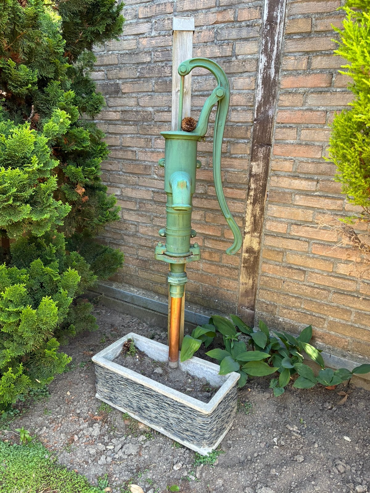 Antieke vintage waterpomp met koperen leiding, Ophalen, Gebruikt, Handmatig, Overige typen