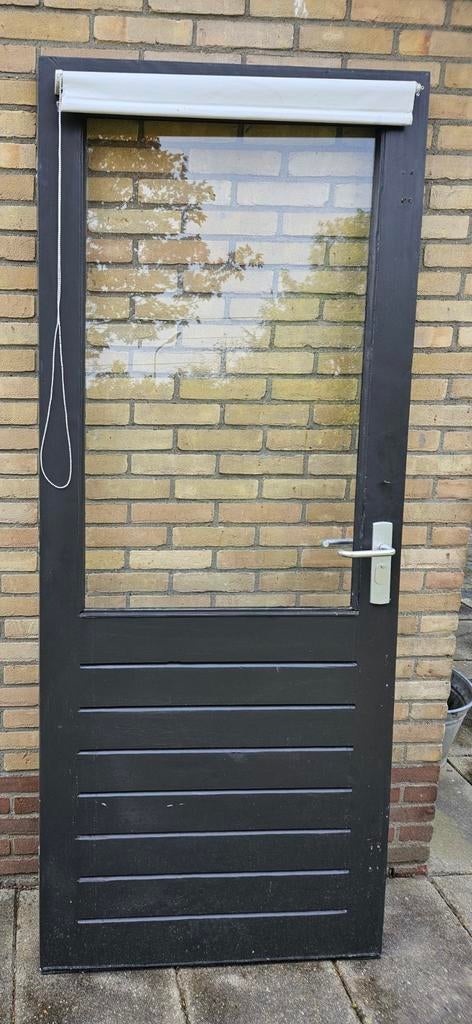 Buitendeur met enkelglas, 86,5x210,5 cm, Ophalen, Gebruikt, 80 tot 100 cm, Buitendeur