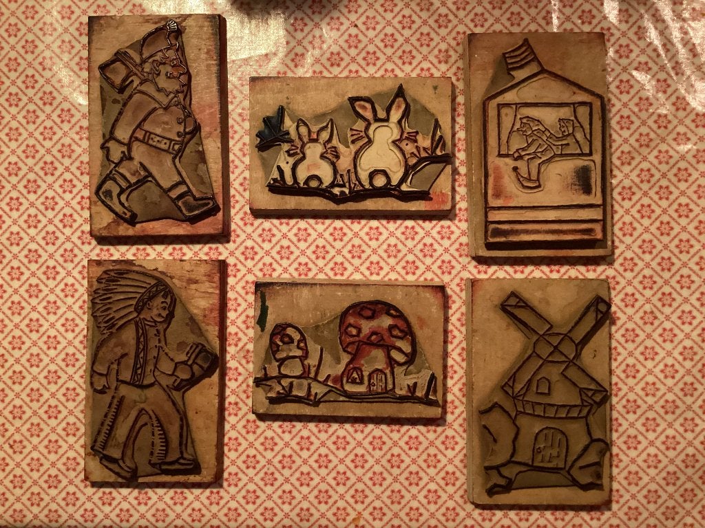 Stempels Vintage 6 stuks samen € 15,00., Ophalen of Verzenden, Gebruikt, Houten stempel