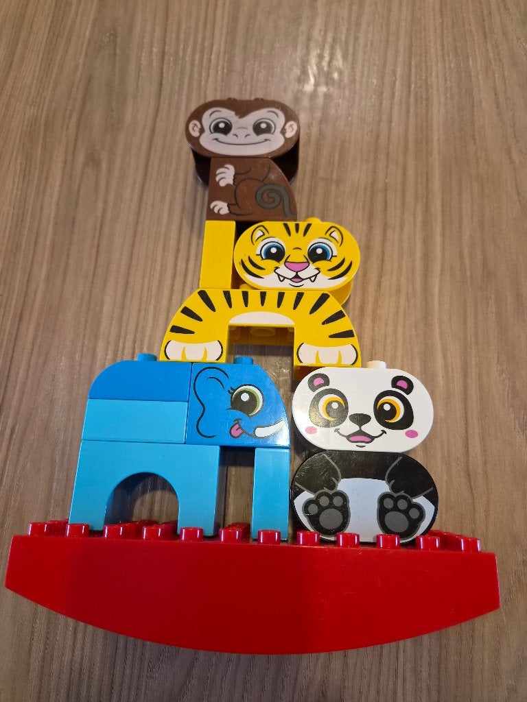 Duplo stapelbare dieren: aap, tijger, olifant, panda, Kinderen en Baby's, Ophalen, Gebruikt, Inclusief extra onderdelen, Duplo