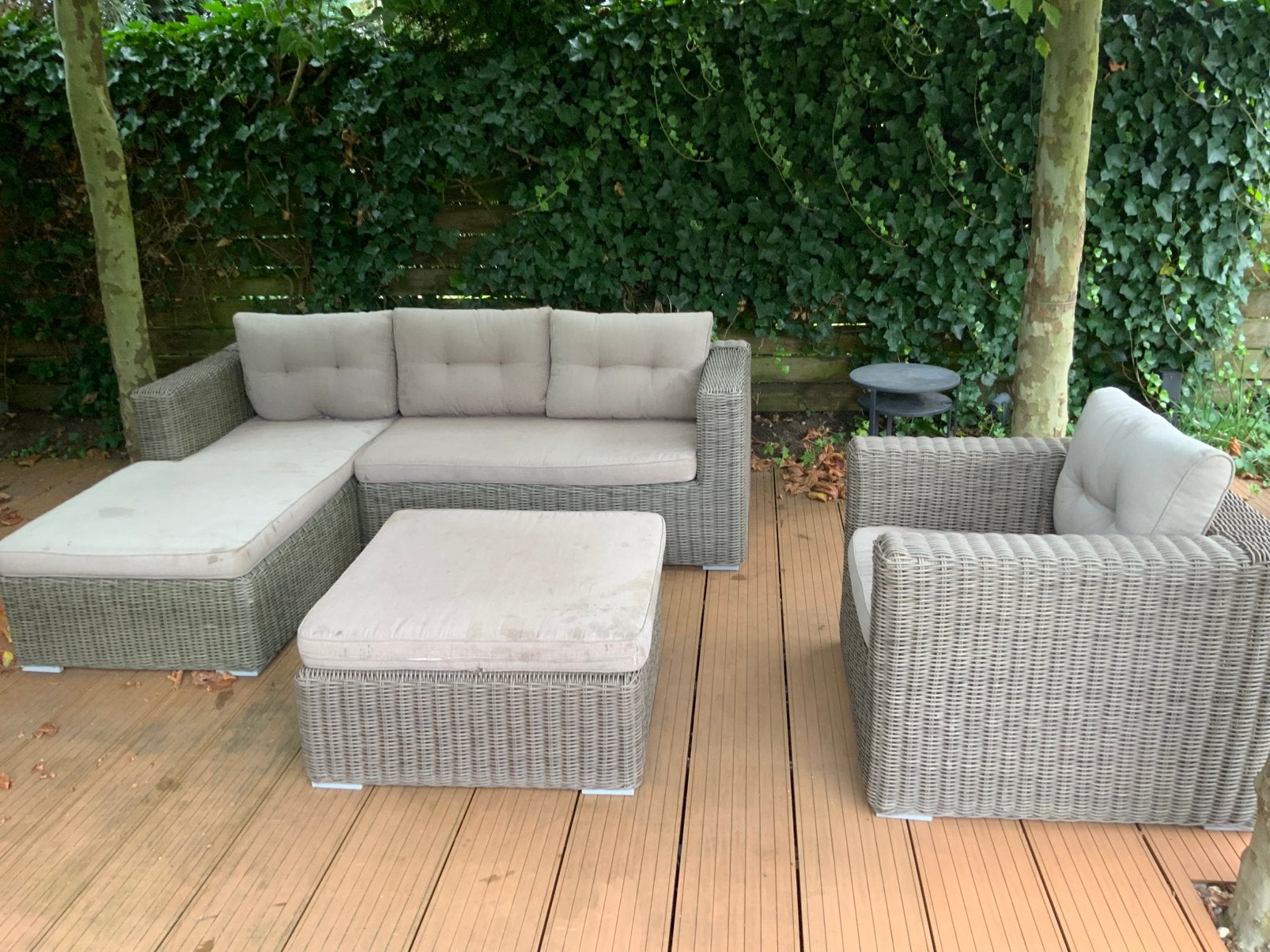 Loungeset kunststof Rotan, Tuin en Terras, Ophalen, Kunststof, 6 zitplaatsen, Zo goed als nieuw