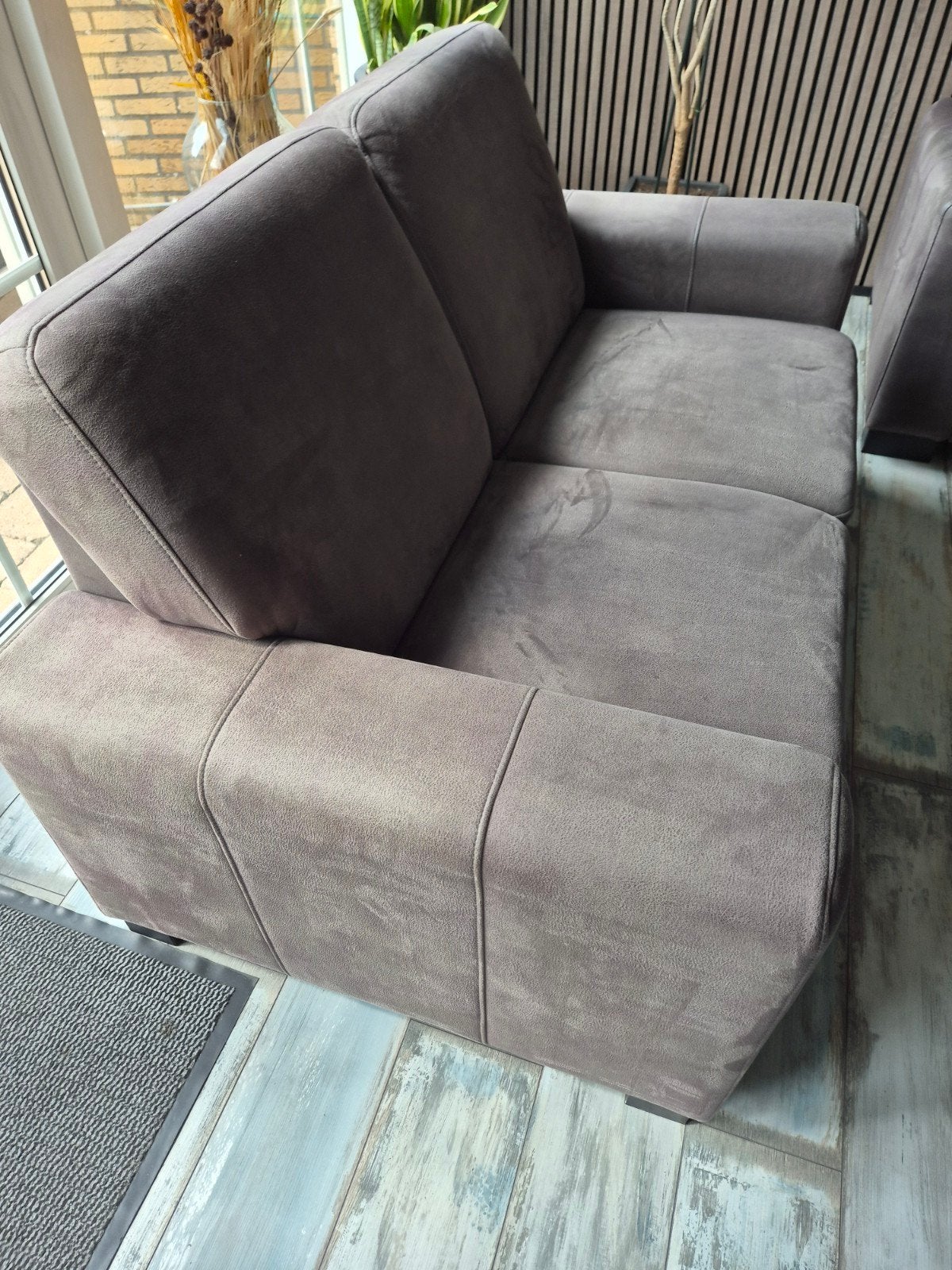 Comfortabele 2- en 3-zitsbanken grijs, Huis en Inrichting, Banken | Bankstellen, Ophalen, Gebruikt, Minder dan 75 cm, Rechte bank