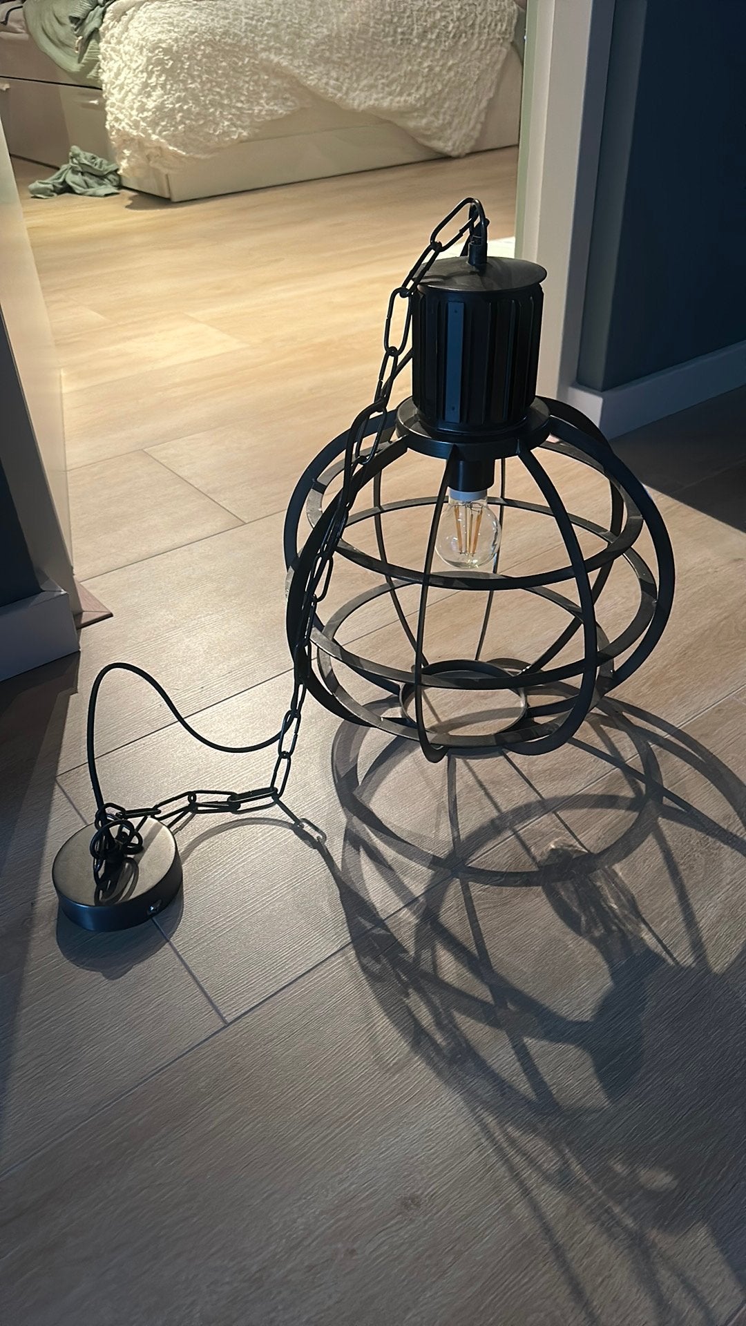 Hanglamp plafond zwart staal, Zwart, Ophalen, Zo goed als nieuw