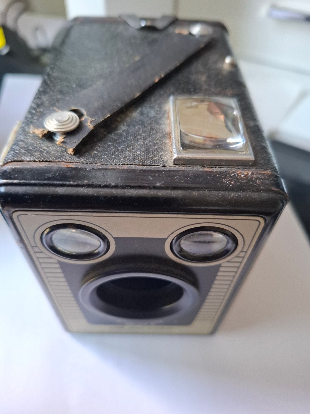 Vintage Kodak Brownie Six-20 Model E camera met tas, Ophalen of Verzenden, Gebruikt, Compact, Kodak