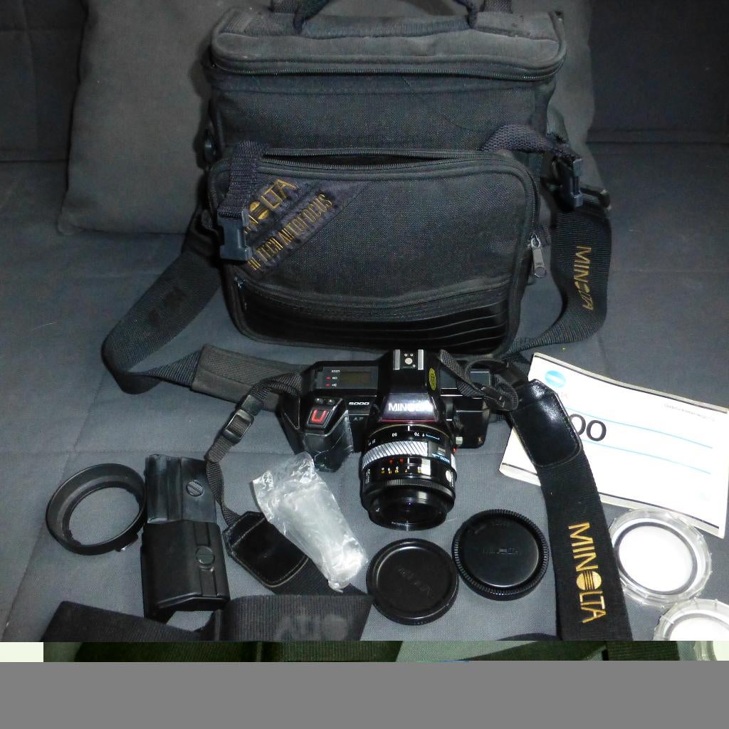 Minolta 5000 met veel toebehoren, Ophalen of Verzenden, Gebruikt, Spiegelreflex, Minolta
