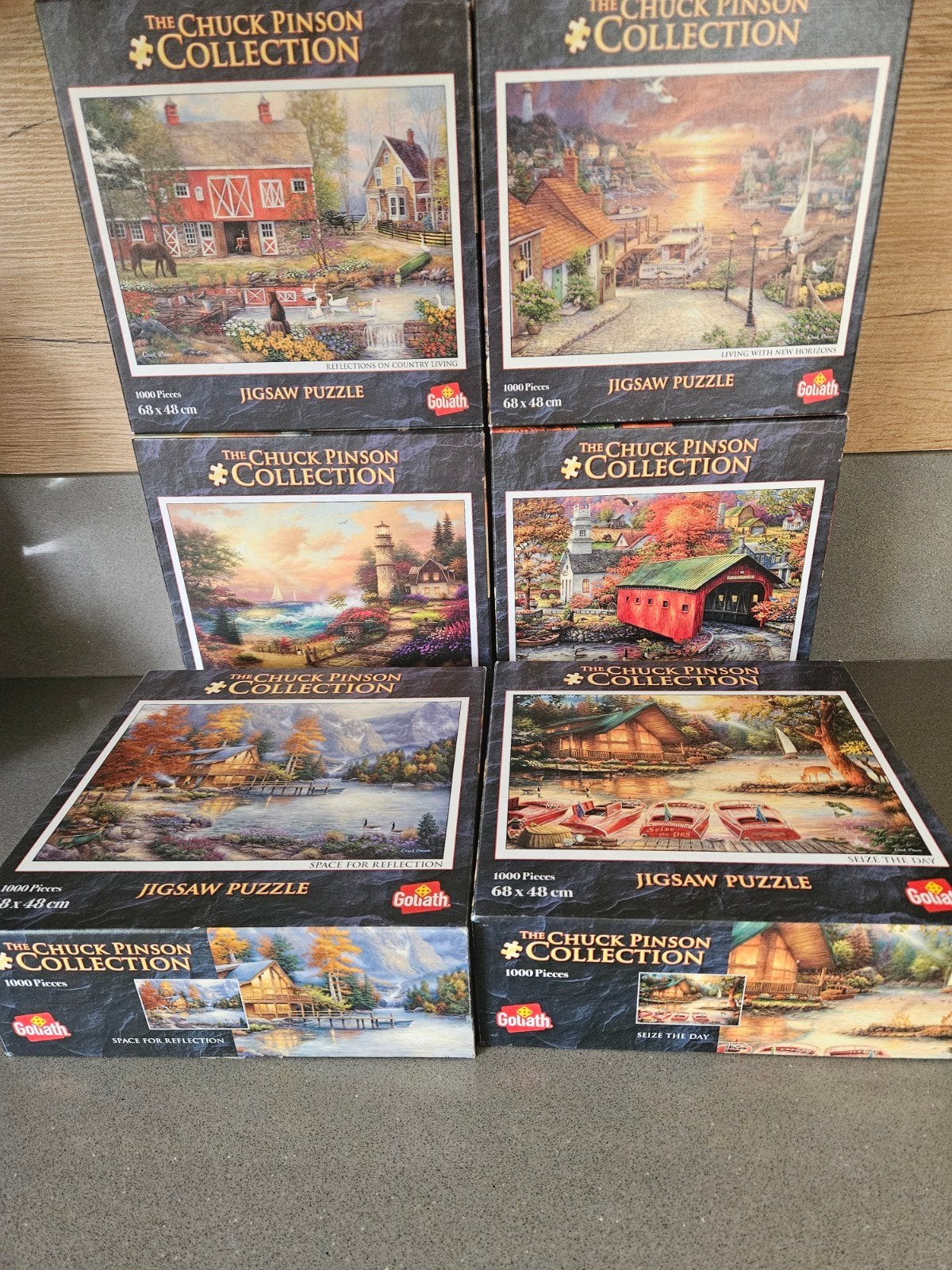 6 Goliath Ravensburger & Chuck Pinson puzzels 1000 stukjes, Ophalen of Verzenden, 500 t/m 1500 stukjes, Zo goed als nieuw, Legpuzzel