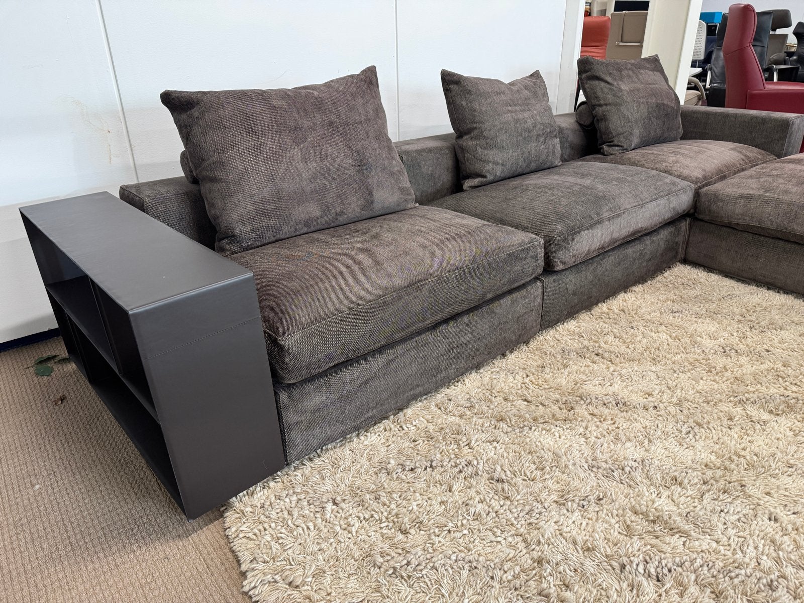 Flexform Groundpiece bank met pouf, Italie, Flexform, Hoekbank, 300 cm of meer