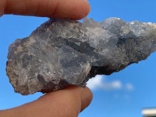 Blauwe celestien edelsteen ruwe kristallen cluster, Ophalen of Verzenden, Nieuw