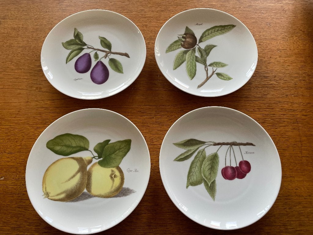 Vintage Hutschenreuther Fruit dessertbordjes - Set van 4, Ophalen of Verzenden, Zo goed als nieuw, Bord(en), Overige stijlen