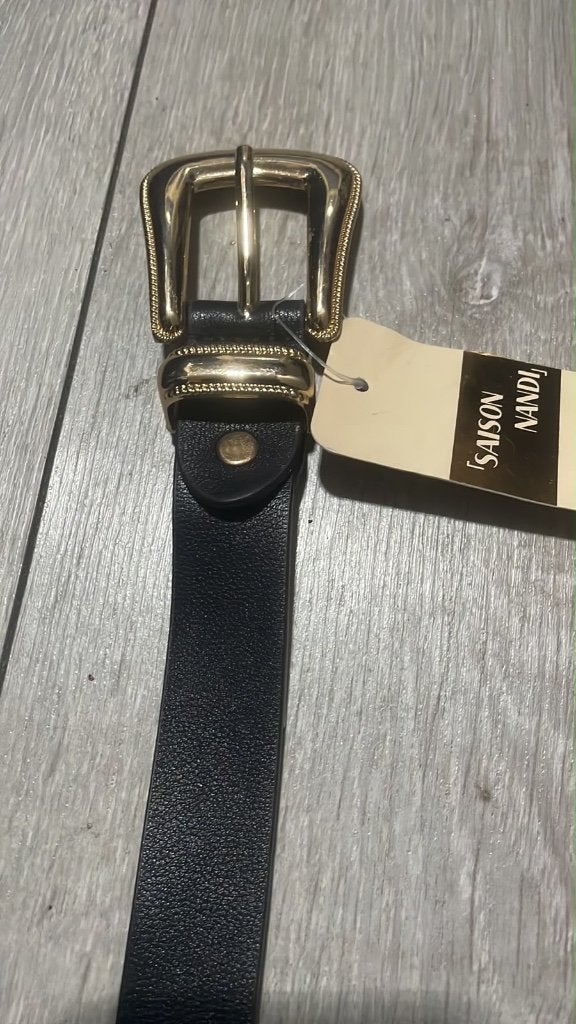 Saison Nandi Luxe Lange Echt Leren Damesriem met Gouden..., Kleding | Dames, 100 cm of meer, Nieuw, Ophalen of Verzenden, Echt leder